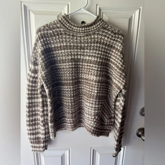 Rails Echo Chunky Roll Neck Pullover Sweater in Brown Striped Womens Size XS - Picture 4 of 10